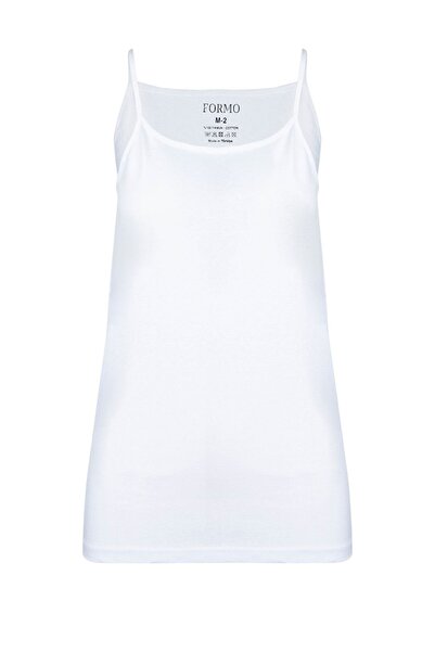 FORMO 6-Piece Women's White 100% Cotton Ribbed String Strap Undershirt