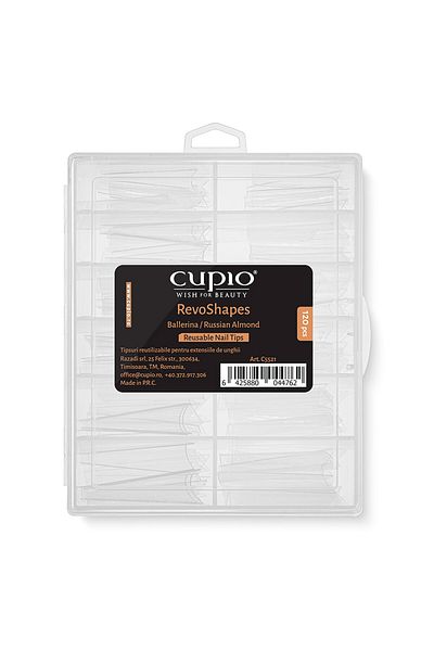 Cupio Tipsuri reutilizabile pentru extensii RevoShapes Ballerina/ Russian Almond set 120 buc