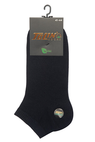 TOLIN Men's 12-Piece Bamboo Navy Blue Jacquard Seamless Booties Socks Set 10500