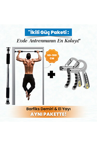 Raicon Barfiks Çubuğu Çift Süngerli 60-100 Cm ve (sayaçlı) El Yayı 5-60 Kg Ayarlanabilir Kas Aleti