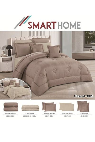 smart home Double-Sided Duvet Set, 8-Piece Microfiber Quilted Bedspread, 8-Piece Comforter Set