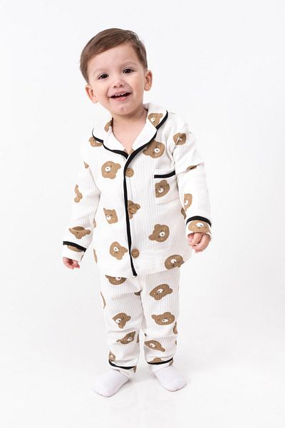 Lolons Teddy Bear Printed Baby Boy Pajama Set