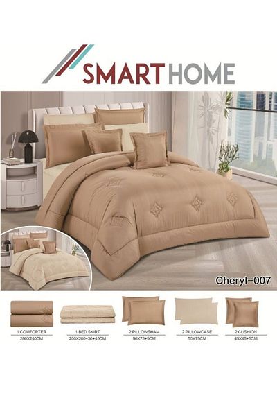 smart home Double-Sided Duvet Set, 8-Piece Microfiber Quilted Bedspread, 8-Piece Comforter Set