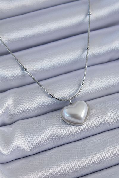 Skygo Heart Model 316L Steel Silver Color Minimal Ball Detailed Women's Necklace - TJ-BKO7614