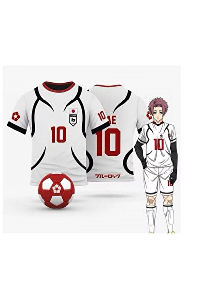 Minga London Beyaz Bordo Anime Blue Lock Sae Forma Unisex T-shirt -