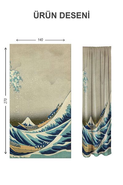 Doruklar Home Collection Modern Patterned Blackout Profile Curtain 140X270 cm 2 Wings