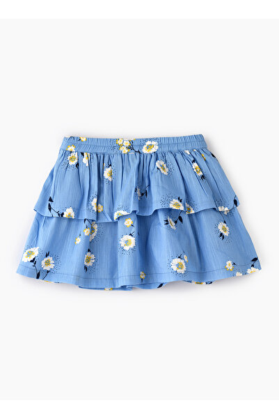 Basicxx Girls' Blue Floral Print Skirt