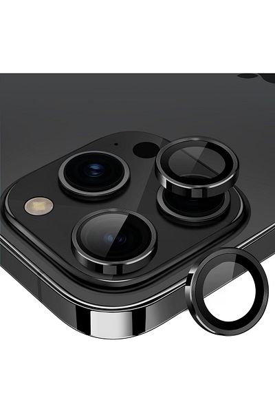 AWH iPhone 15 Pro/Pro Max Camera Lens Protector, 9H Hardness, Scratchproof, Case Friendly (Black)