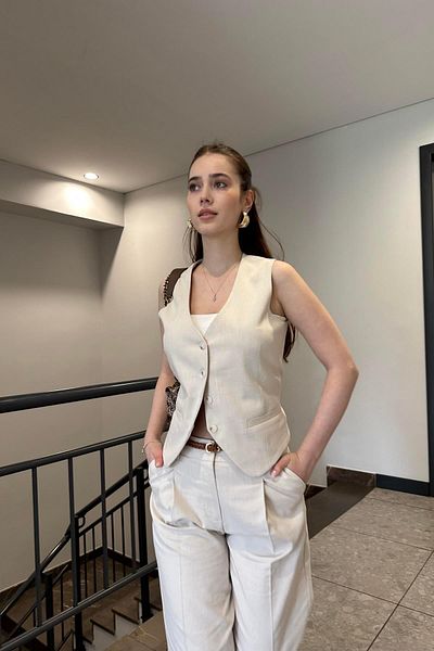 lizge giyim V-Neck Buttoned Vest