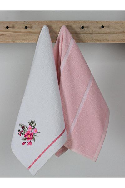 Ender Home Σετ 2 πετσετών κουζίνας Violet Embroidery – 35x50 cm, 100% βαμβάκι