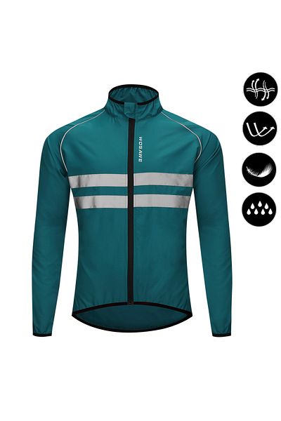 WOSAWE EU M (ASIA L) BL215-Q WOSAWE Men Cycling Windbreaker MTB Bicycle Long Sleeve Coat Water Resistant Ou