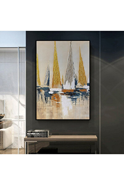 Markazip 70x100cm Siyah Çerçeveli Yağlı Boya Dokulu Kabartmalı Yelken Tablo Yb100-s