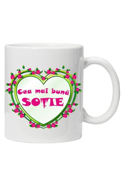 OEM Cana albă personalizată „cea mai bună soție”, INOVATIX®️. 330 ml