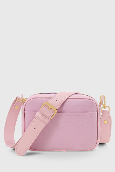 Housebags Kanvas Pembe Gold Aksesuarlı Casual Çapraz Askılı Çanta 219