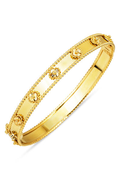 Bilezikci Yonca Parıltılı 14 Ayar Kelepçe Bilezik