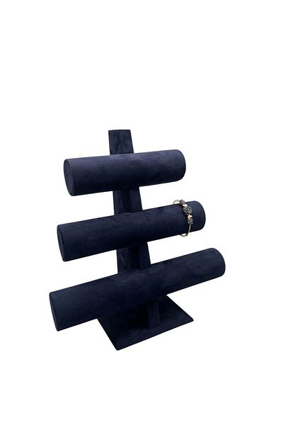 MeGass Dekor Domestic Production Geranium Fabric Navy Blue Color Three Stage Watch - Bracelet Display Stand