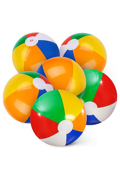 Little Trends Multi-Color Inflatable Beach Balls – 6 Pack, 20cm | Fun Outdoor Toy for Pool, Beach, Parties & Kids