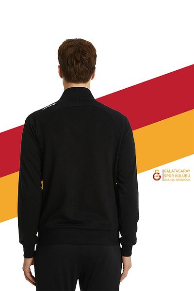 Galatasaray Оригинален лицензиран черен пуловер с яка стойка и цип