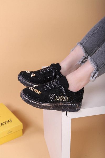 layki Γυναικείο Sneaker Astra Stone με διάφανη σόλα μαύρο χρώμα
