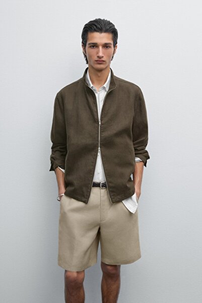 Massimo Dutti Yarı jogger keten bermuda şort