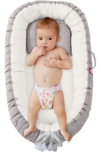 Yelajoy Baby Sleeping Bed,Cotton Soft,Removable and Breathable,Prevents Tossing and Turning,Gray