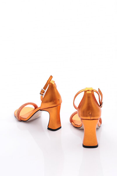 DGN 001 Women's Silver Stone Single Strap Ankle Strap Heeled Sandals