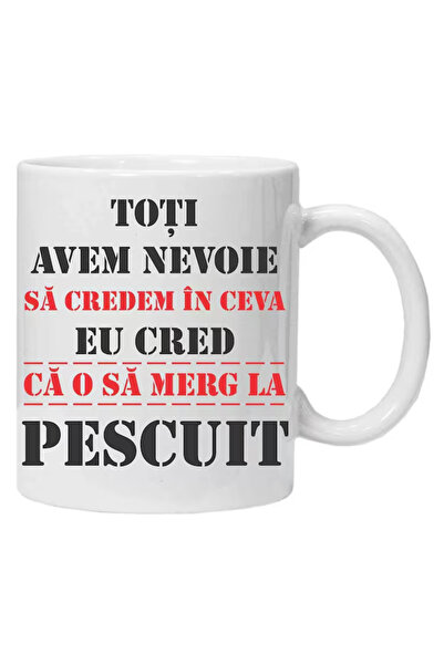 OEM Εξατομικευμένη λευκή κούπα "Νομίζω ότι θα πάω για ψάρεμα", INOVATIX®️. 330ml