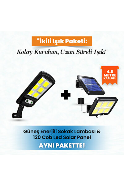 Raicon 6 Gözlü Büyükboy Solar Bahçe Aydınlatması Sokak Lambası ve 120 Cob Led...