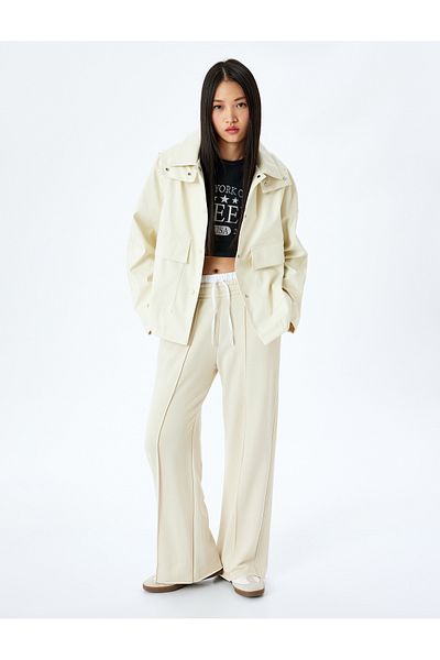 Koton Water Repellent Zippered Trench Coat with Hooded Pockets
