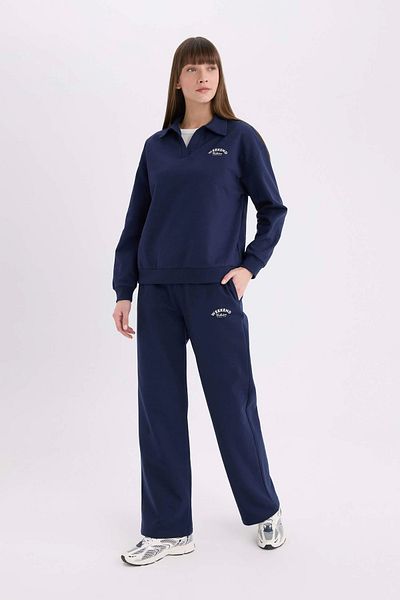 DeFacto Navy Blue Sweatpants - Elastic Waist - Winter E6080