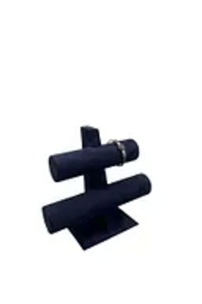 MeGass Dekor Domestic Production Geranium Fabric Navy Blue Color Double Watch - Bracelet Display Stand