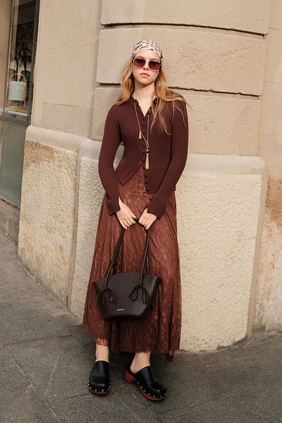 Manuka Wide Skirt, Danteilli - Brown