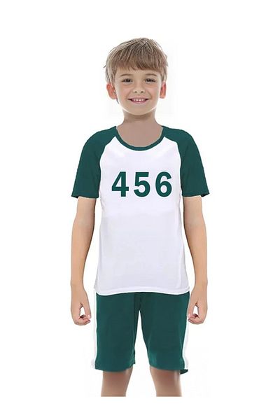 PENTHİLUS Tricou pentru bărbați din 2 piese cu imprimeu numeric și șireturi în talie