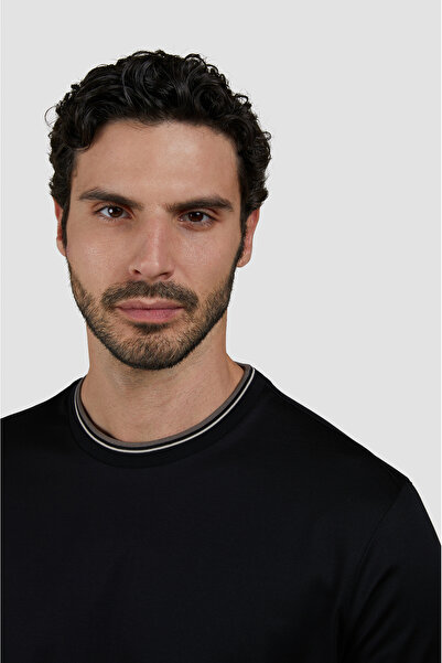 PAUL&SHARK Ανδρικό μπλουζάκι με κανονική εφαρμογή, μαύρο, 100% βαμβάκι, στρογγυλή λαιμόκοψη, κοντά μανίκια