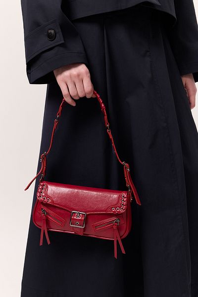 Manuka Shoulder Bag with Red Buckle Detail