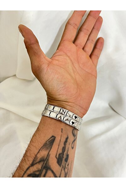 Çelik Baş Harfli Nominationn Çelik Çift Bilekliği - En Tatlı Hediye