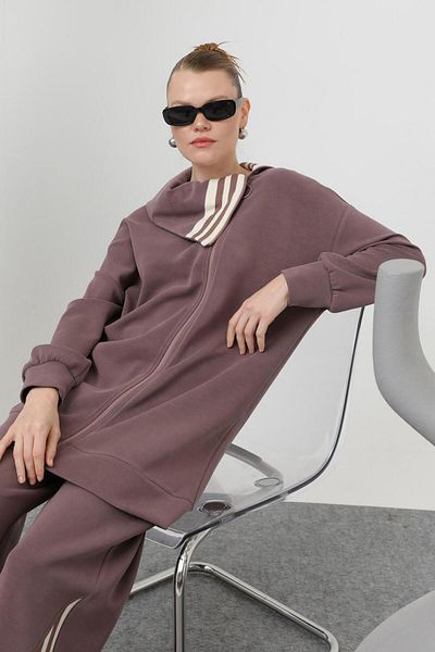 Puane 14292 Women's Modal Suit with Stripe Detail on Collar and Trousers