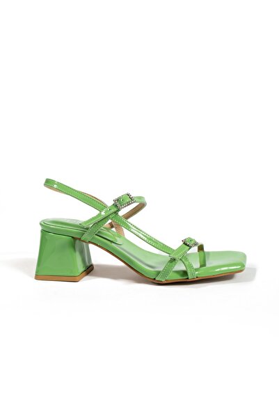 Seniorah Green Patent Leather Frida Women's Heeled Shoes