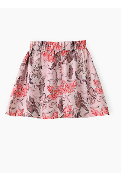 Basicxx Girls Pink Floral Button Skirt