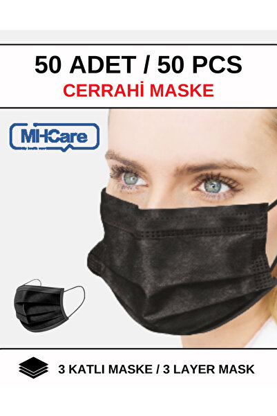 MHCare Medikal Renkli Telli 3 Katlı Tam Ultrasonik, Rahat İpli Cerrahi Maske ...