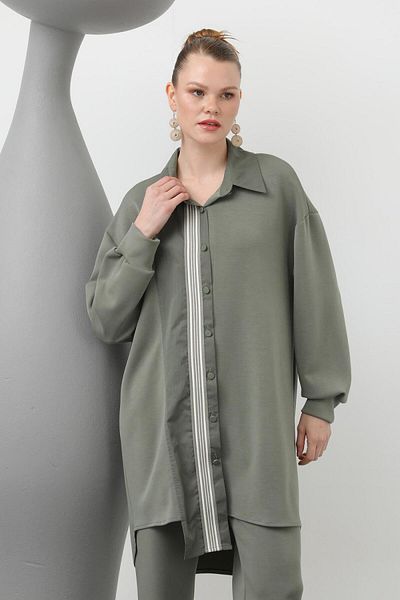 Puane 14297 Women's Garnished Stripe Detailed Modal Suit