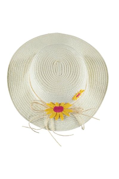 bipamuk Girl's Straw Fedora Beach Hat Floral Summer Hat 5/10 Years