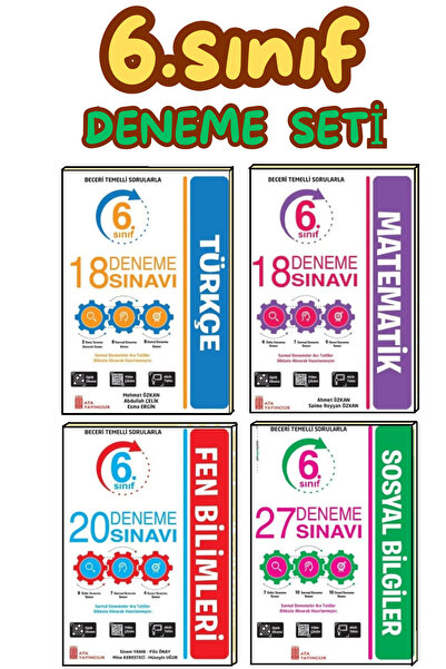 Ata Yayıncılık 6. Sınıf Matematik-türkçe-fen-sosyal Dersi Deneme Sınavı 4kitap