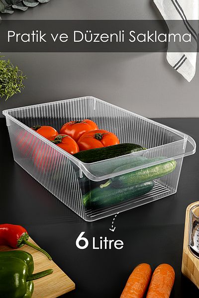 Meleni Home 5 Pieces In-Cabinet Refrigerator Organizer - Fruit Vegetable Storage Container Refrigerator Organizer Basket 6 Liters