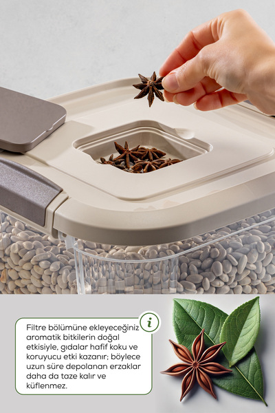 Vienev 12 Liter 2 Benci Flour Pulses Storage Container with Filter Lid