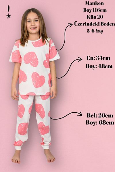 Beniizle Set de pijamale cu mânecă scurtă pentru fete cu model