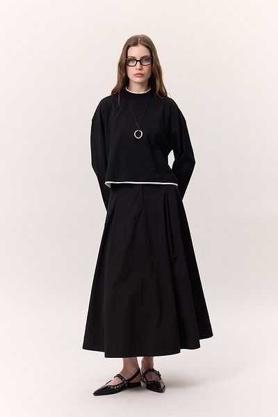 Manuka Wide Skirt with Pocket Detail Black