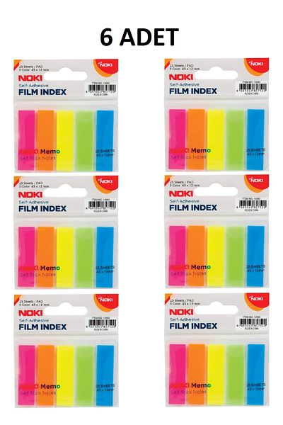 KarmaOfis 6 Pieces Memo Film Index 5 Colors 12X45Mm 25 Yp.
