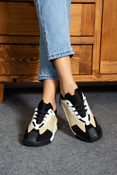 Seniorah Γυναικεία αθλητικά παπούτσια Fueda Black Straw-Suede