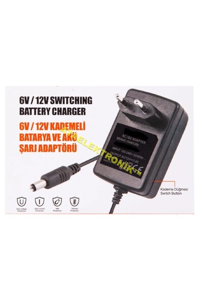 ATAELEKTRONİK 6 Volt Ve 12 Volt Aküler Için Akü Şarj Cihazı Adaptör 6v/12v Le...